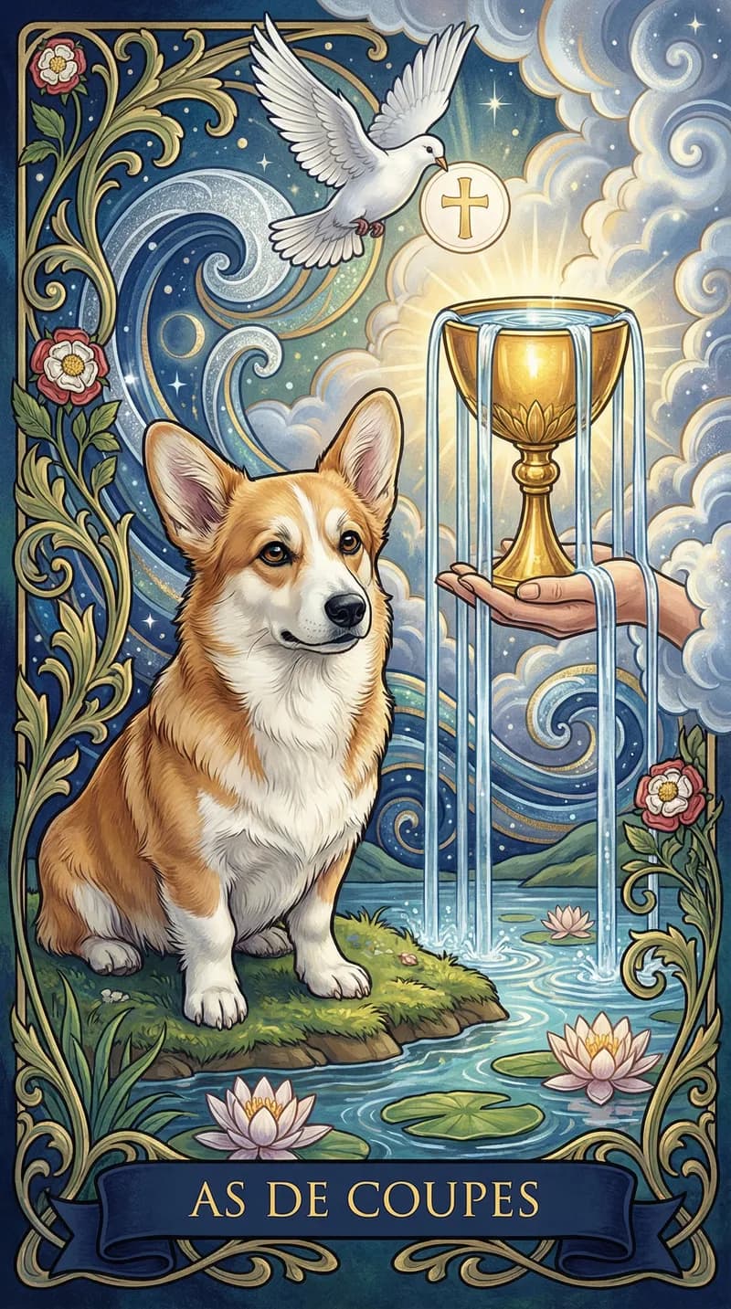 Carte de tarot As de Coupes issue d'un jeu d'exemple personnalisé
