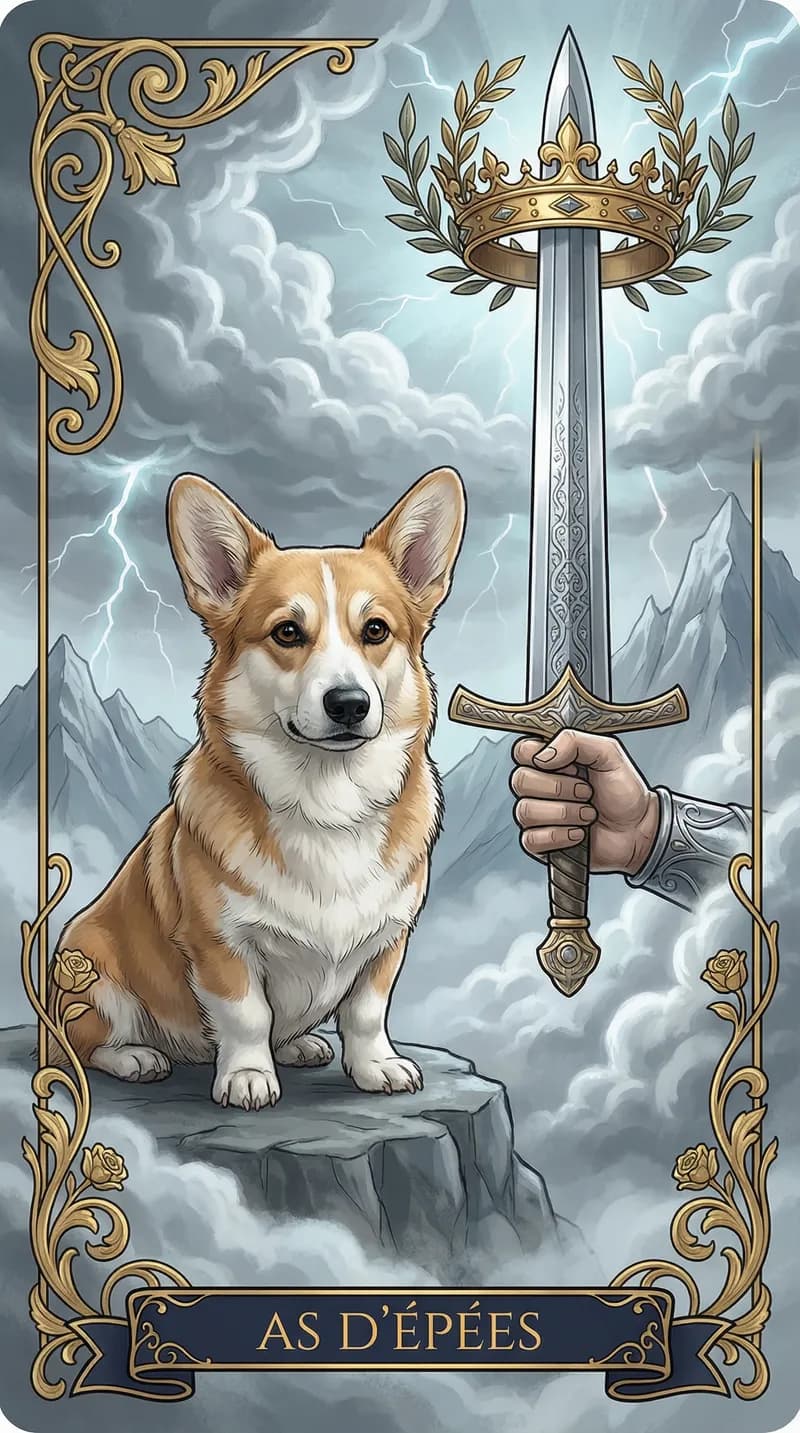Carte de tarot As d'Épées issue d'un jeu d'exemple personnalisé
