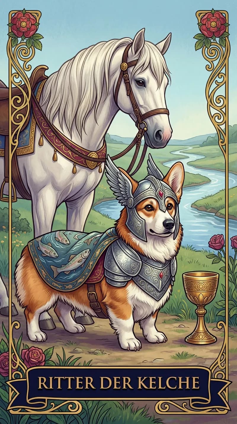 Tarotkarte Ritter der Kelche aus einem personalisierten Beispieldeck