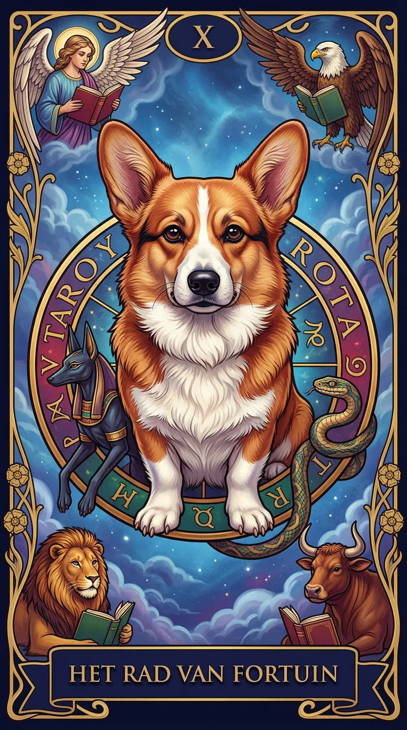 Tarotkaart Het Rad van Fortuin uit een gepersonaliseerd voorbeelddeck