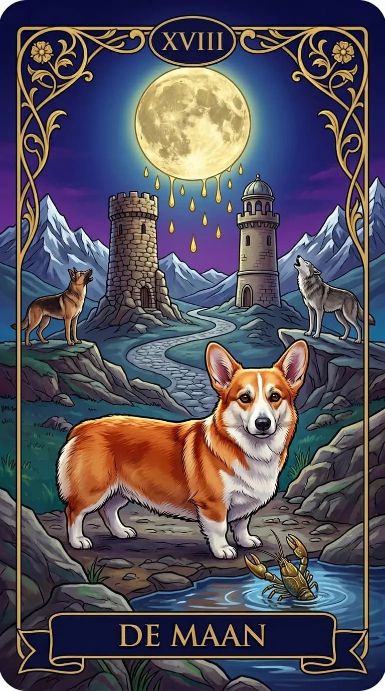 Tarotkaart De Maan uit een gepersonaliseerd voorbeelddeck