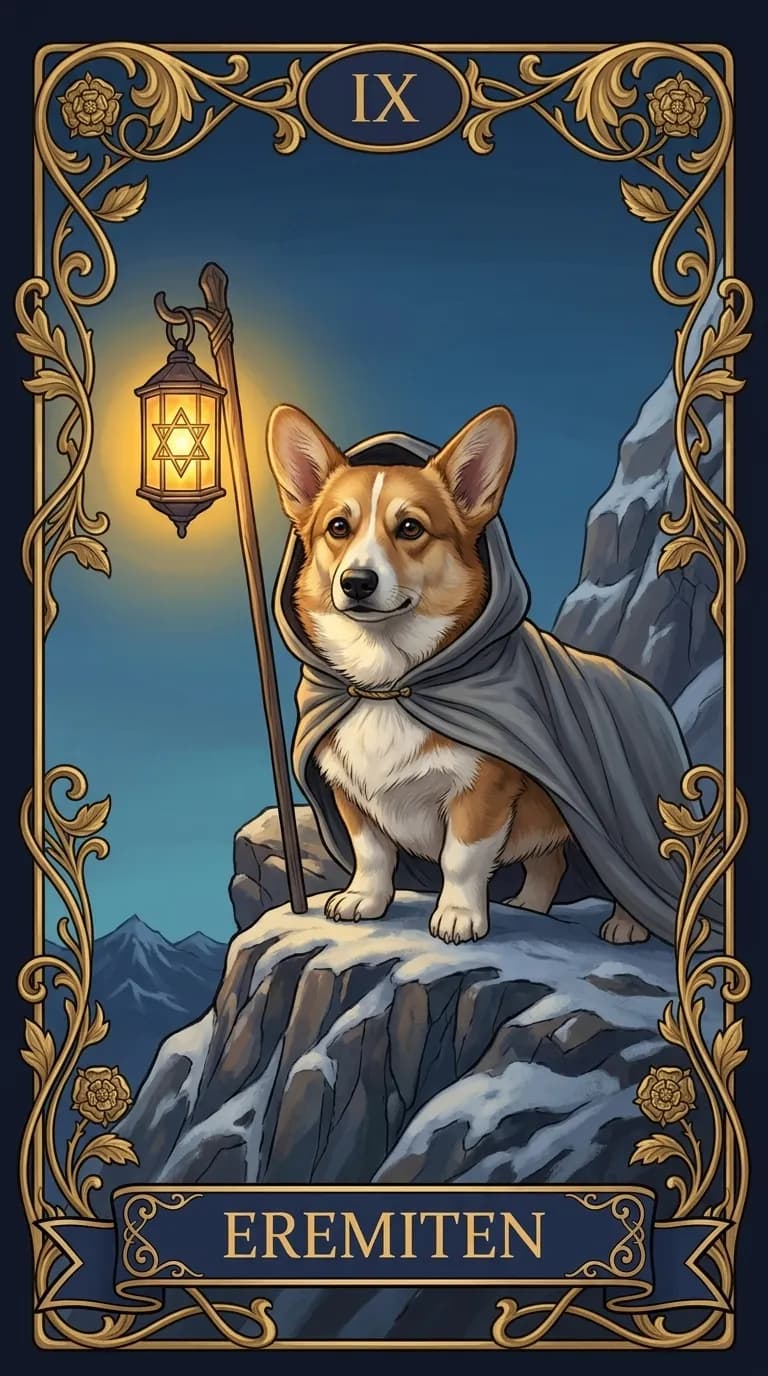Tarotkortet Eremiten från en personlig exempelkortlek