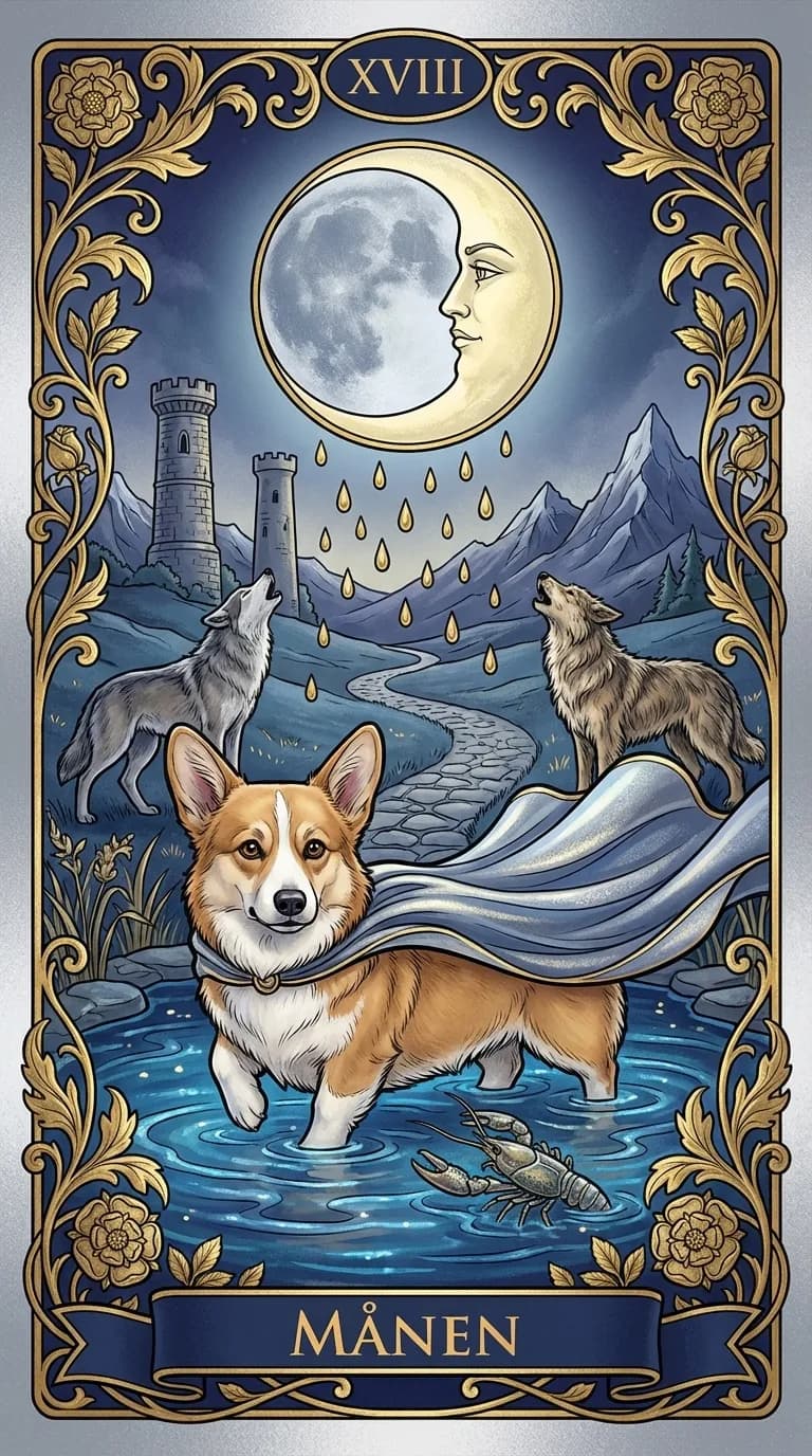 Tarotkortet Månen från en personlig exempelkortlek