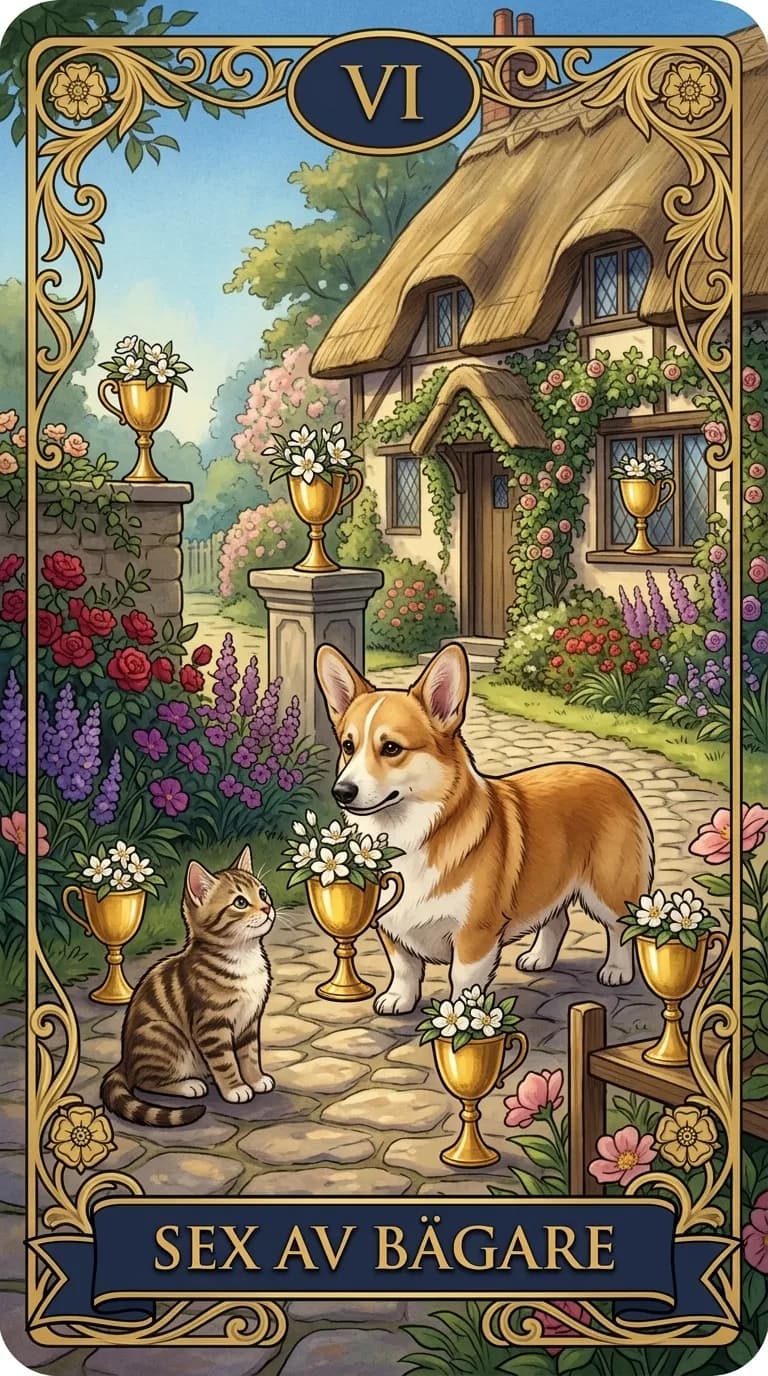 Tarotkortet Sex av Bägare från en personlig exempelkortlek