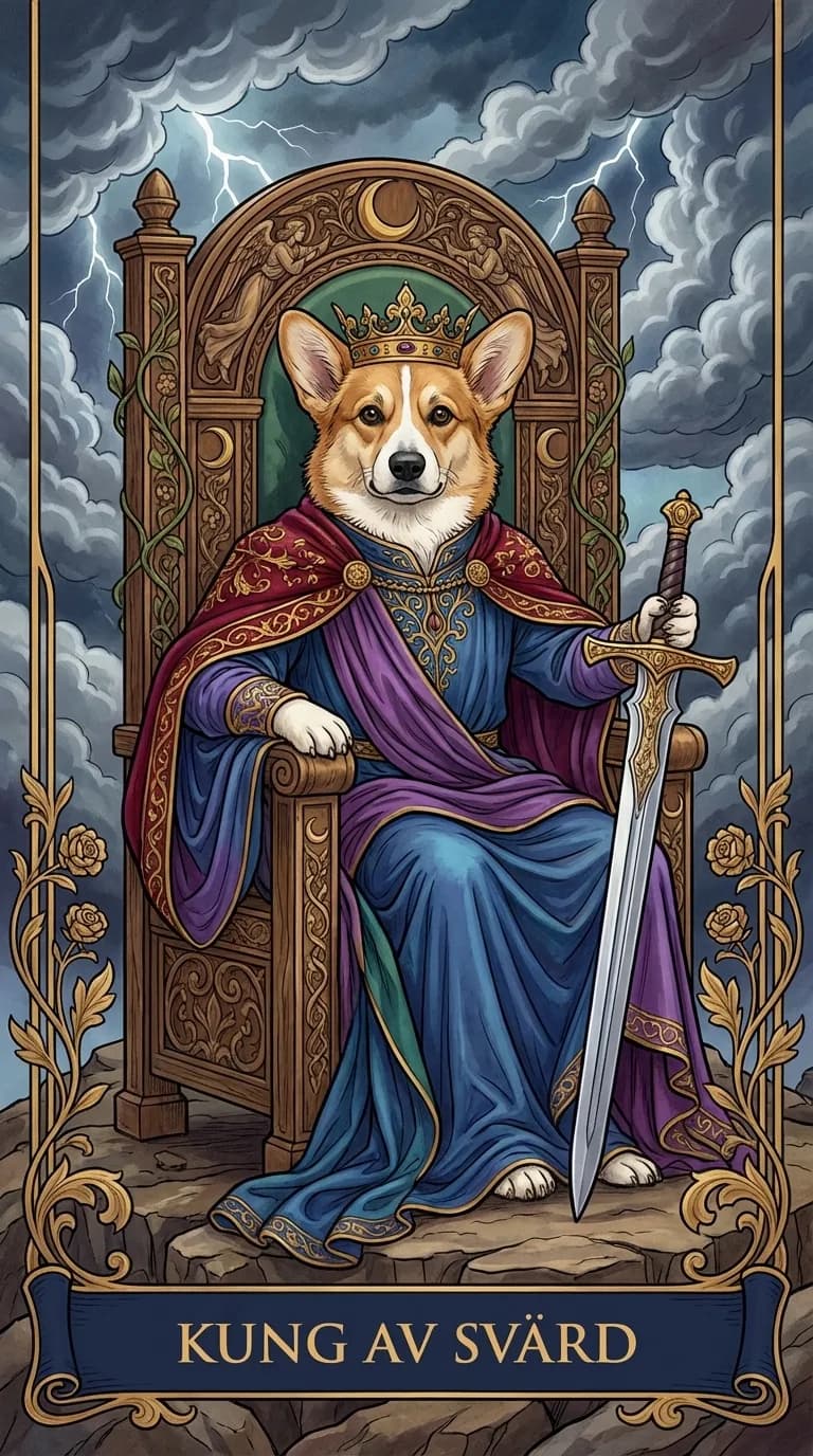 Tarotkortet Kung av Svärd från en personlig exempelkortlek