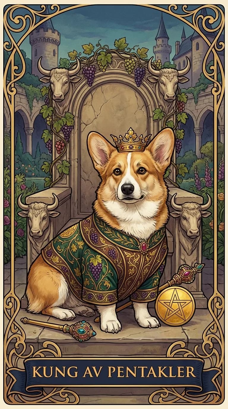 Tarotkortet Kung av Pentakler från en personlig exempelkortlek
