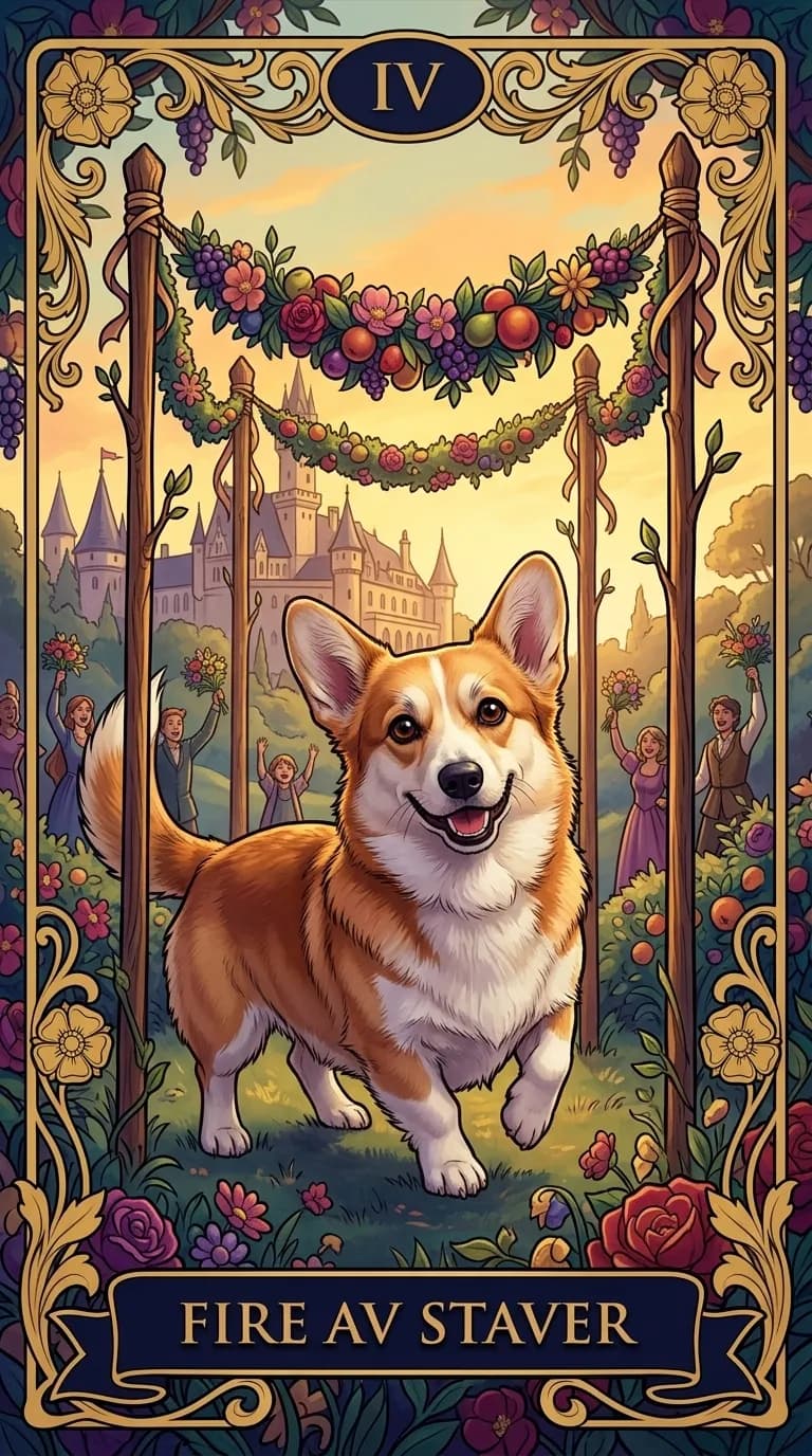 Tarotkortet Fire av Staver fra en personlig eksempelkortstokk