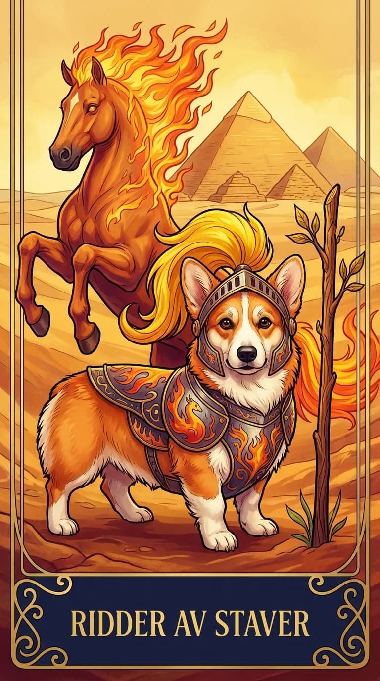 Tarotkortet Ridder av Staver fra en personlig eksempelkortstokk