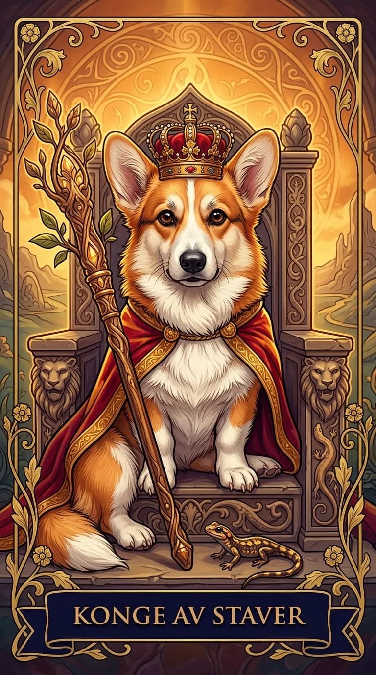 Tarotkortet Konge av Staver fra en personlig eksempelkortstokk