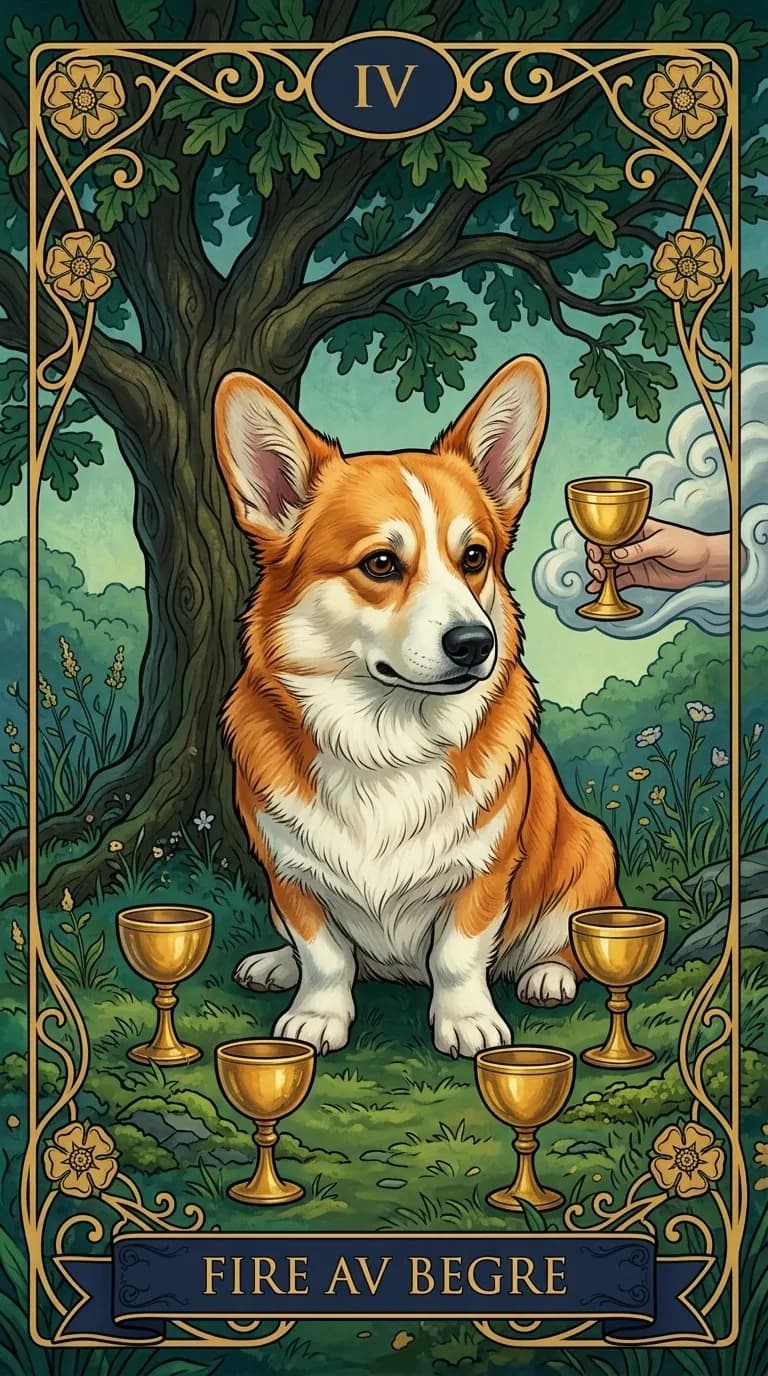Tarotkortet Fire av Begre fra en personlig eksempelkortstokk