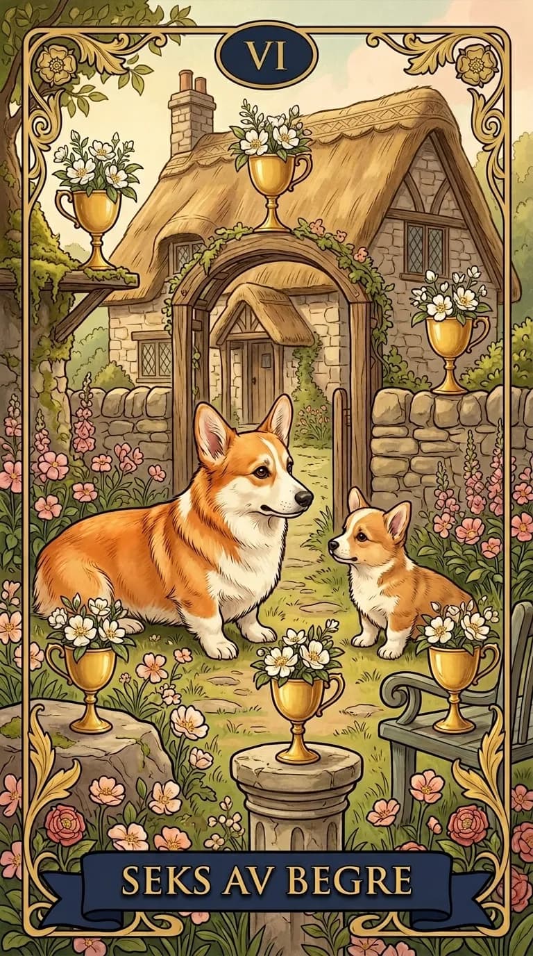 Tarotkortet Seks av Begre fra en personlig eksempelkortstokk