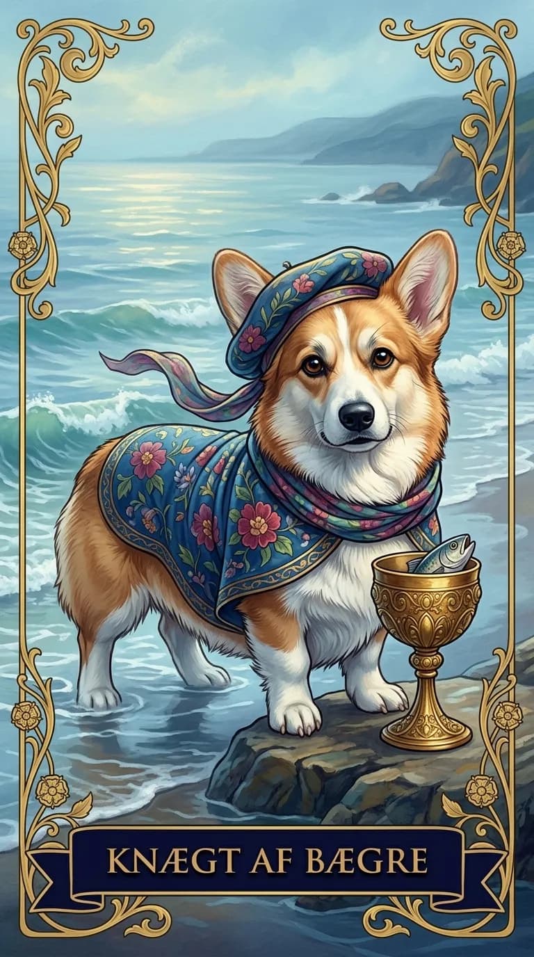 Tarotkortet Knægt af Bægre fra et personligt eksempelkortsæt