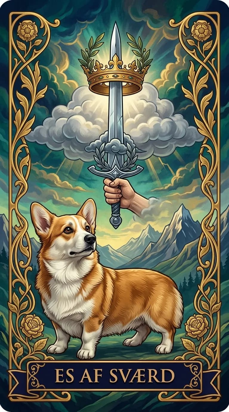Tarotkortet Es af Sværd fra et personligt eksempelkortsæt