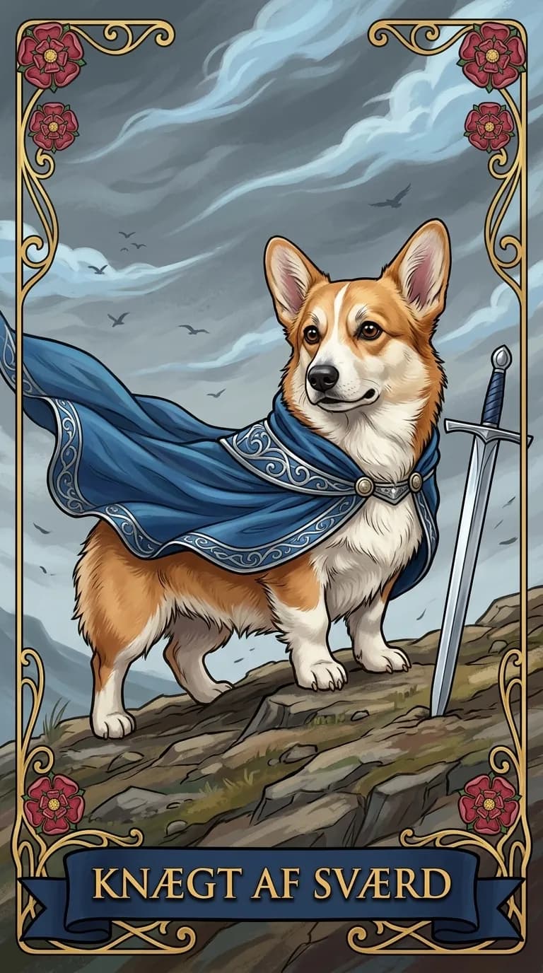 Tarotkortet Knægt af Sværd fra et personligt eksempelkortsæt