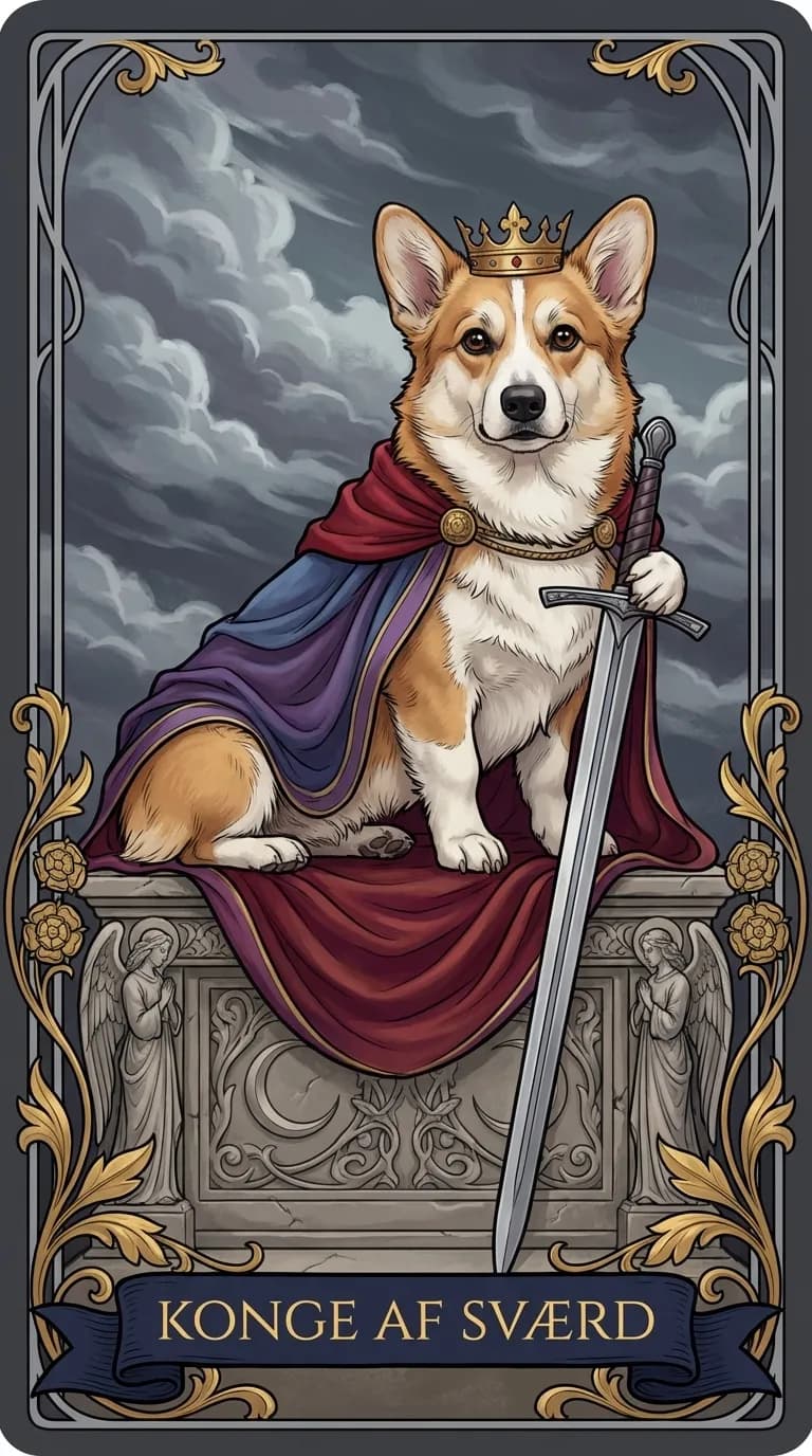 Tarotkortet Konge af Sværd fra et personligt eksempelkortsæt