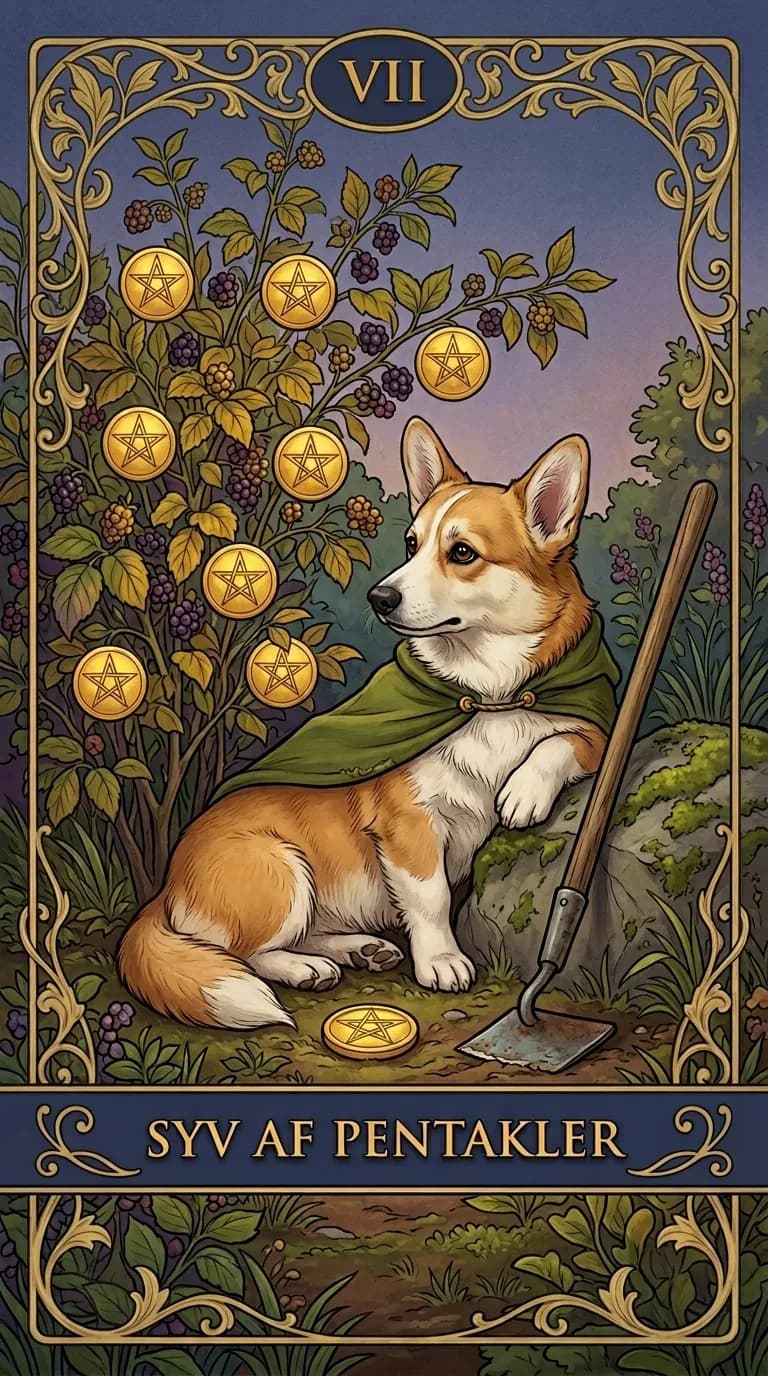Tarotkortet Syv af Pentakler fra et personligt eksempelkortsæt