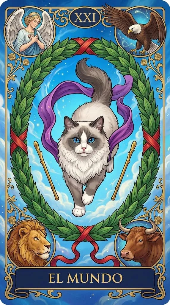Carta de tarot El Mundo de una baraja de muestra personalizada