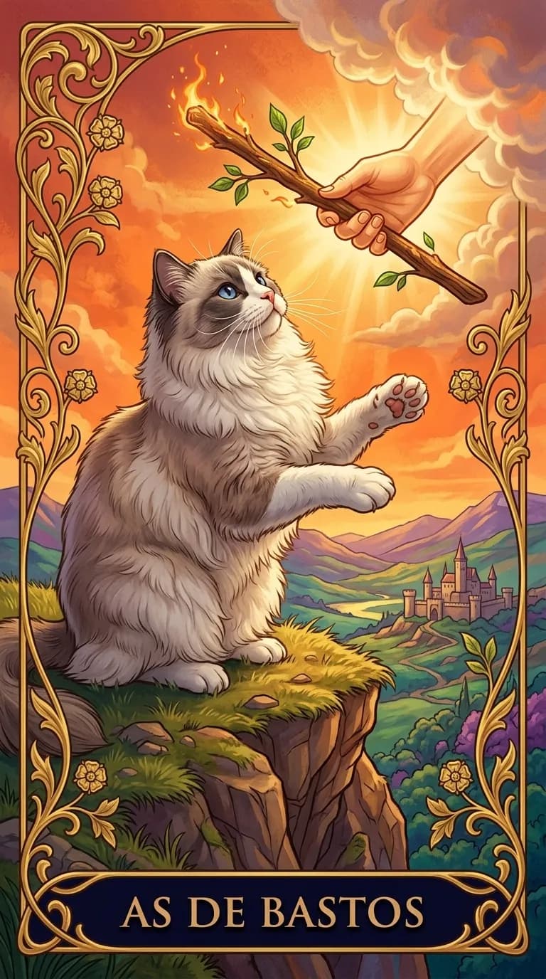 Carta de tarot As de Bastos de una baraja de muestra personalizada
