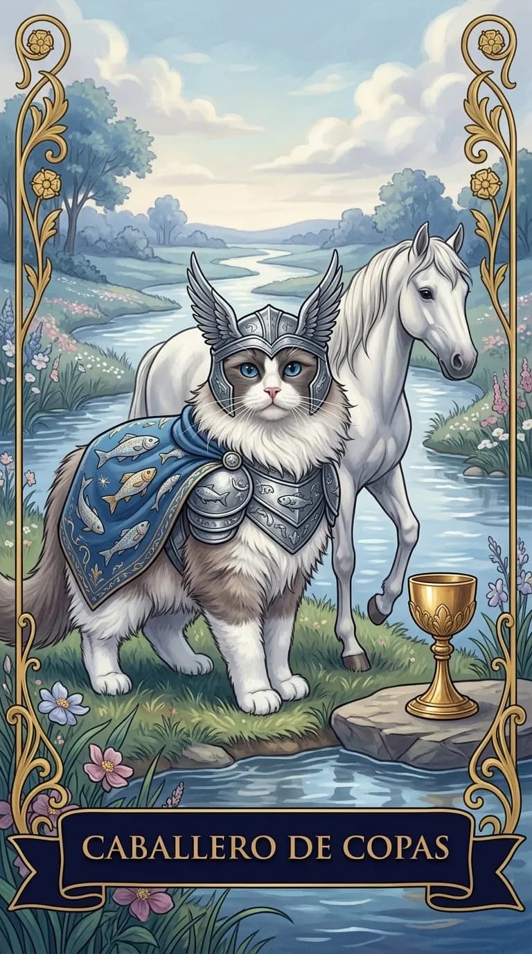 Carta de tarot Caballero de Copas de una baraja de muestra personalizada