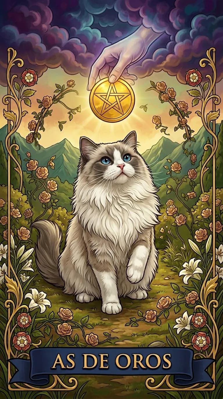 Carta de tarot As de Oros de una baraja de muestra personalizada