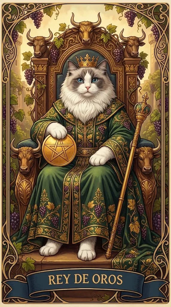 Carta de tarot Rey de Oros de una baraja de muestra personalizada