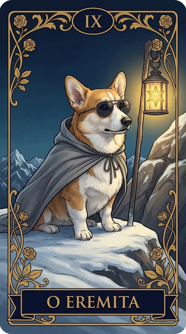 Carta de tarot O Eremita de um baralho de exemplo personalizado
