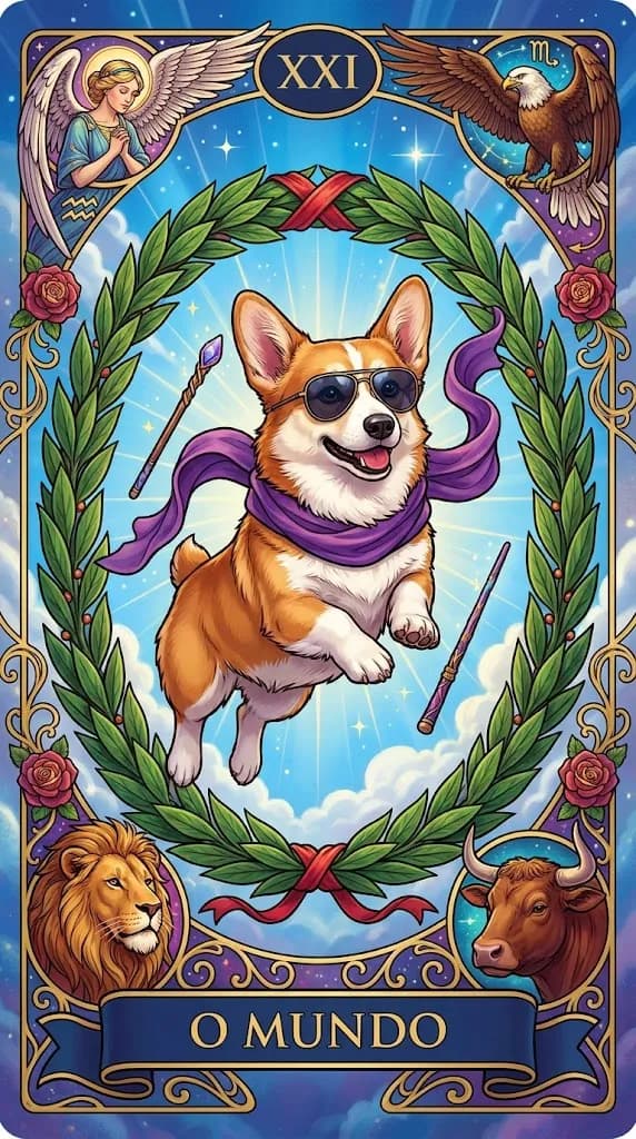 Carta de tarot O Mundo de um baralho de exemplo personalizado