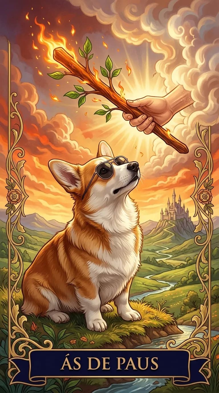 Carta de tarot Ás de Paus de um baralho de exemplo personalizado