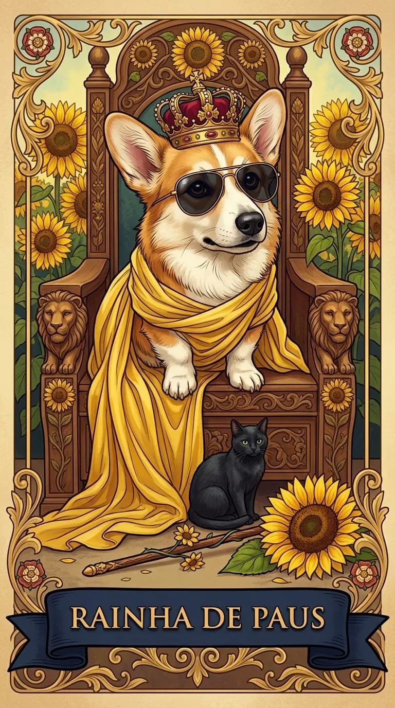 Carta de tarot Rainha de Paus de um baralho de exemplo personalizado