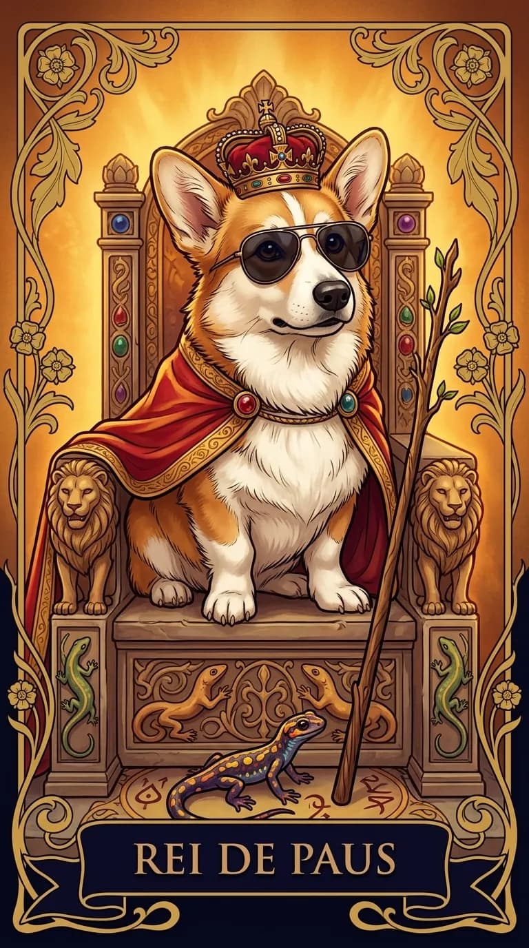 Carta de tarot Rei de Paus de um baralho de exemplo personalizado