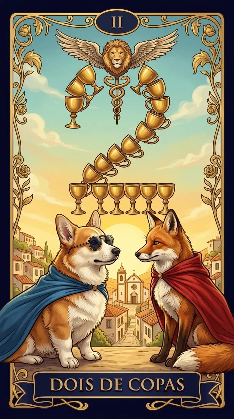 Carta de tarot Dois de Copas de um baralho de exemplo personalizado
