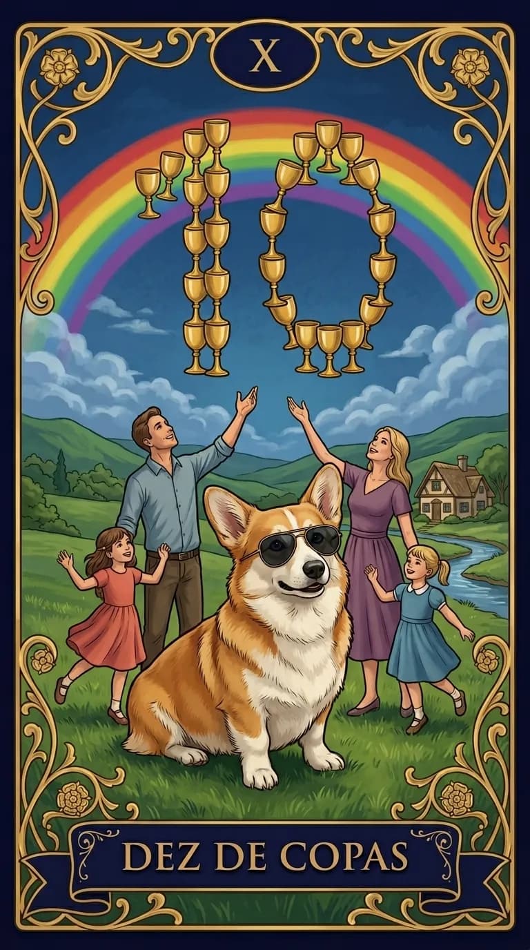Carta de tarot Dez de Copas de um baralho de exemplo personalizado