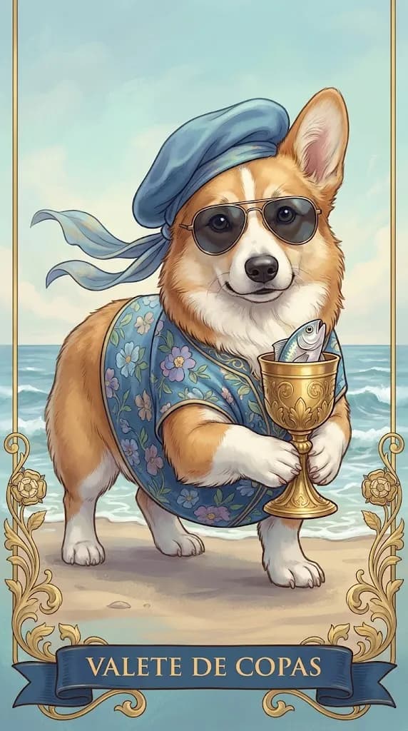 Carta de tarot Valete de Copas de um baralho de exemplo personalizado