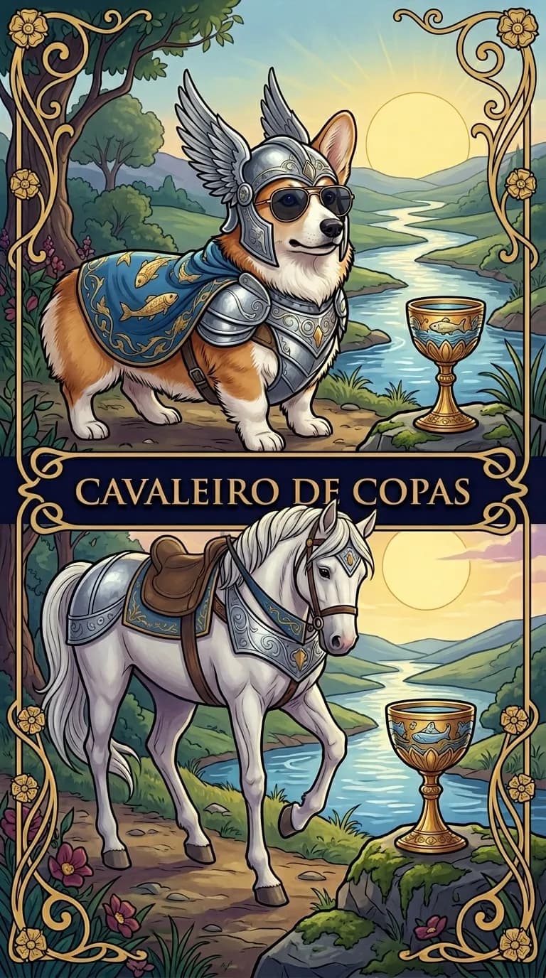Carta de tarot Cavaleiro de Copas de um baralho de exemplo personalizado