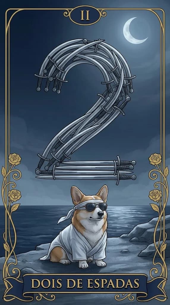 Carta de tarot Dois de Espadas de um baralho de exemplo personalizado