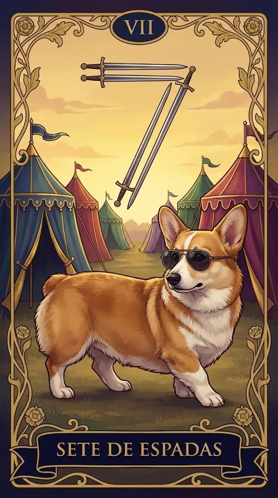 Carta de tarot Sete de Espadas de um baralho de exemplo personalizado