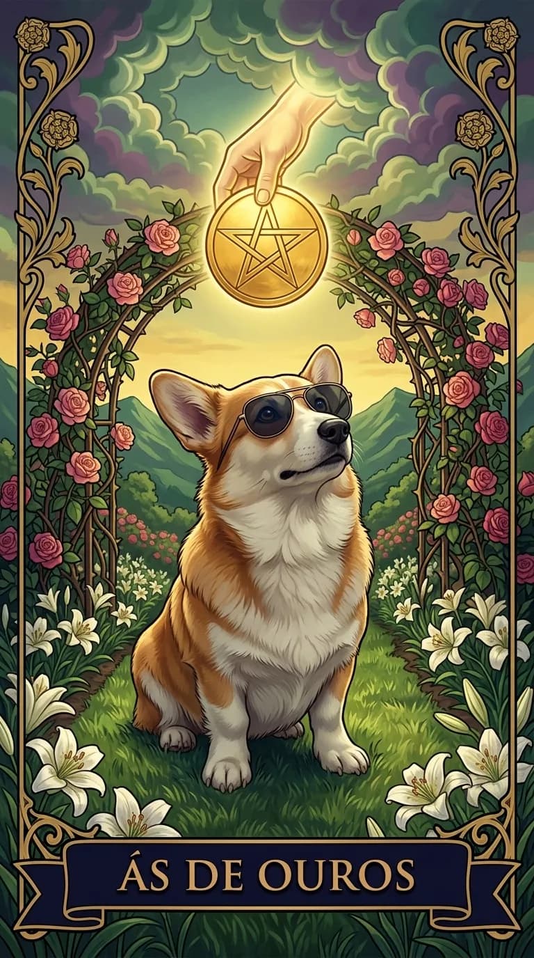 Carta de tarot Ás de Ouros de um baralho de exemplo personalizado
