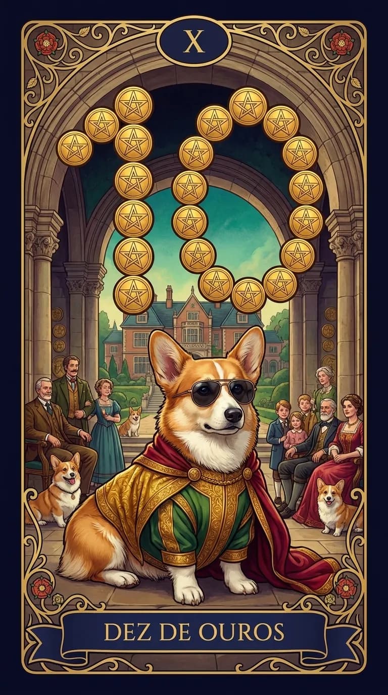 Carta de tarot Dez de Ouros de um baralho de exemplo personalizado