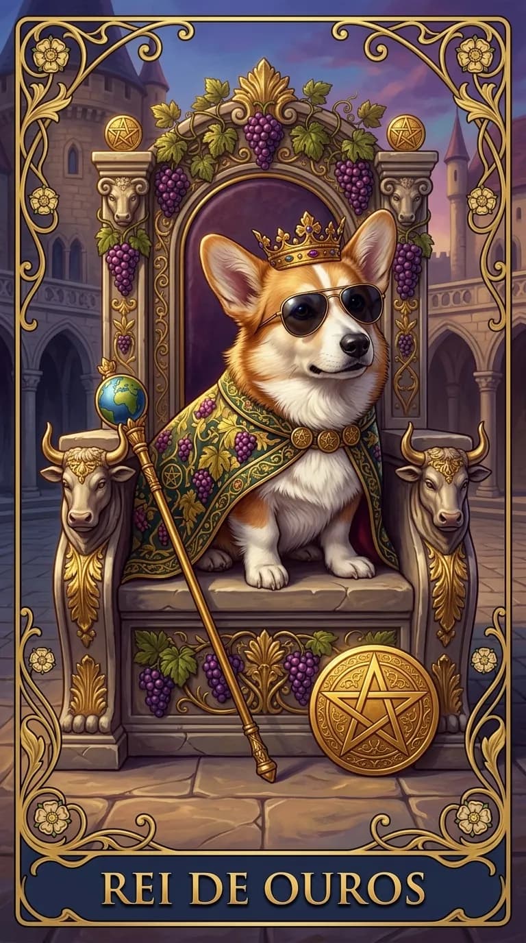 Carta de tarot Rei de Ouros de um baralho de exemplo personalizado