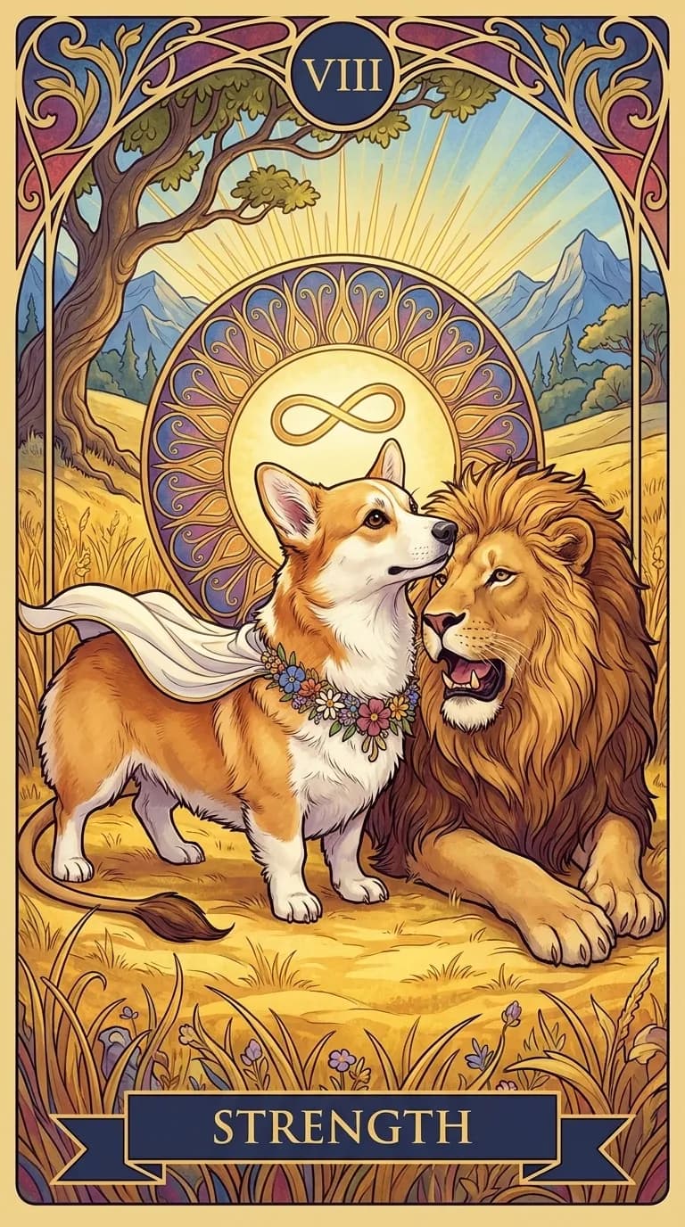 Strength tarot card from a personalized sample deck