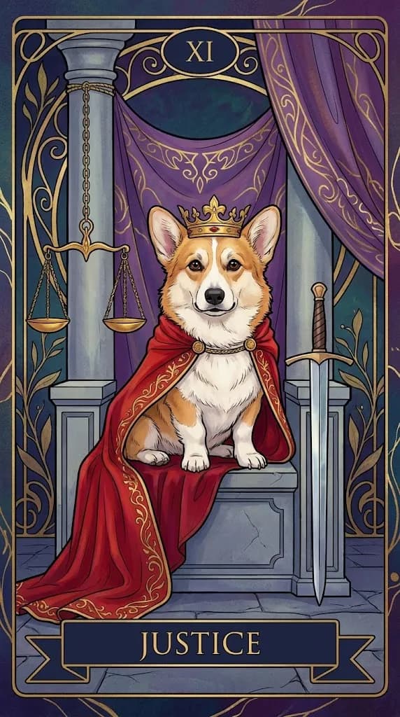 Justice tarot card from a personalized sample deck