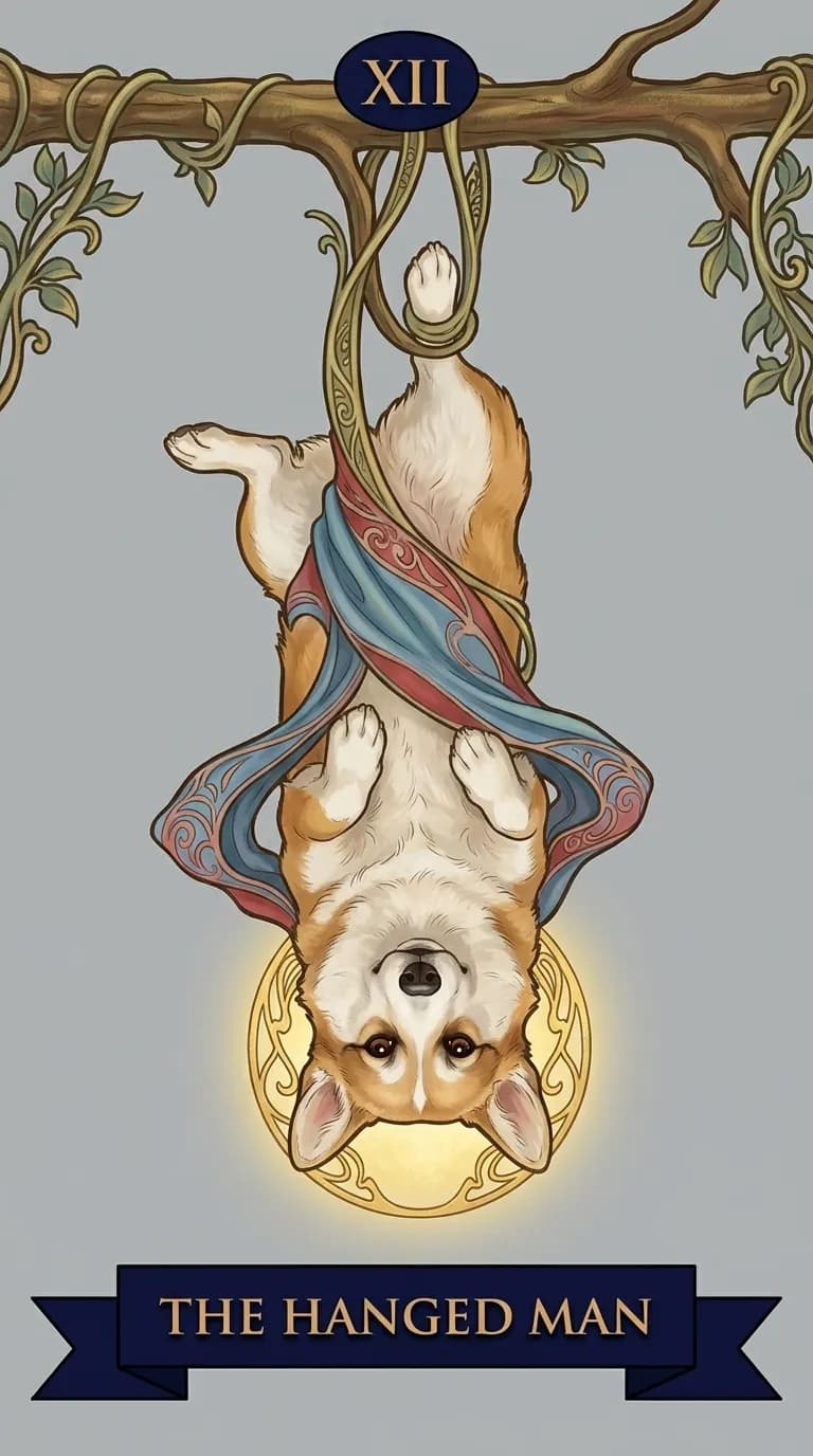 The Hanged Man tarot card from a personalized sample deck