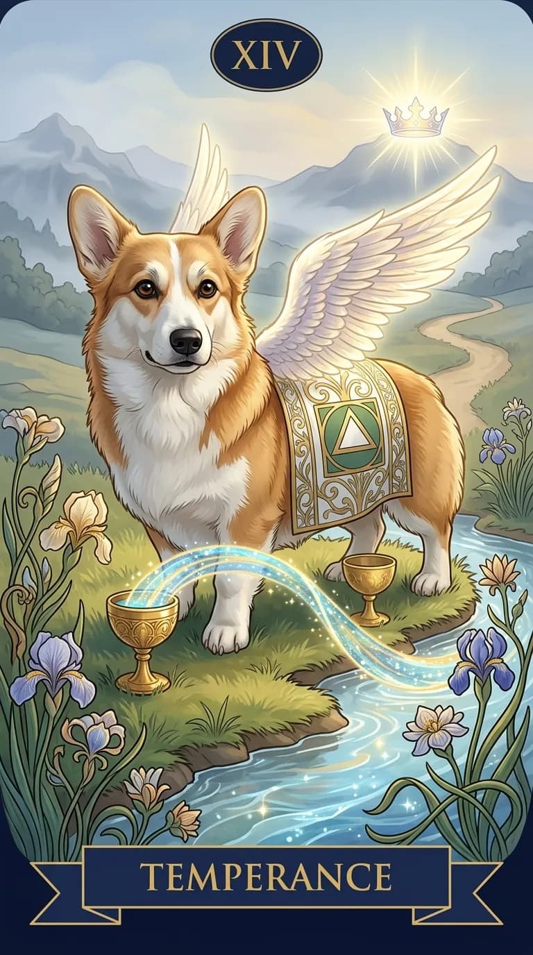 Temperance tarot card from a personalized sample deck