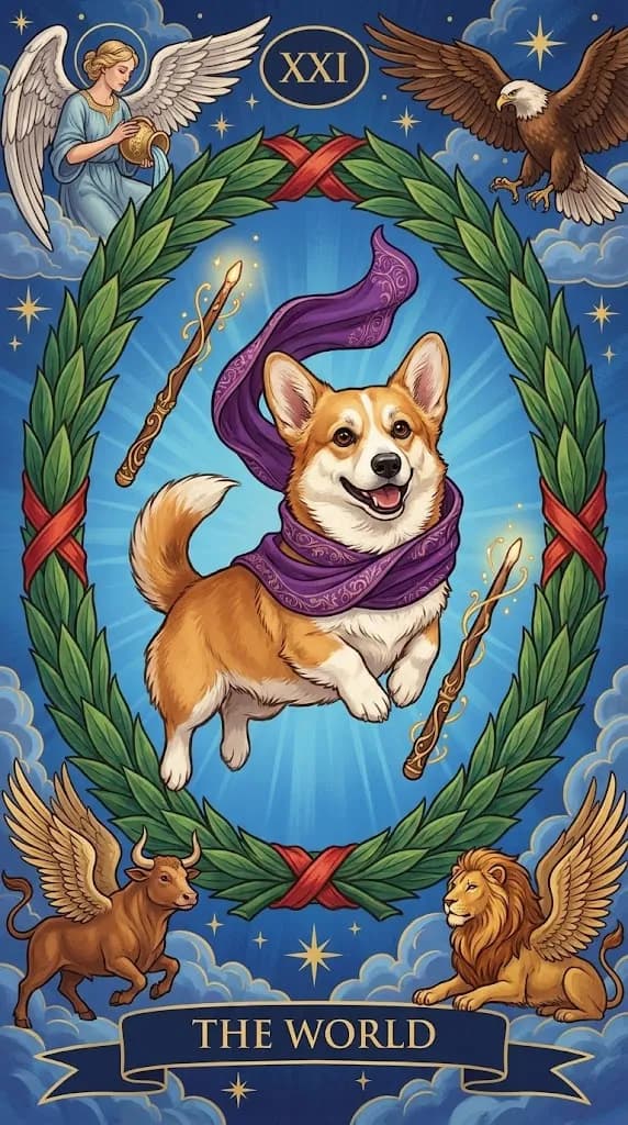 The World tarot card from a personalized sample deck