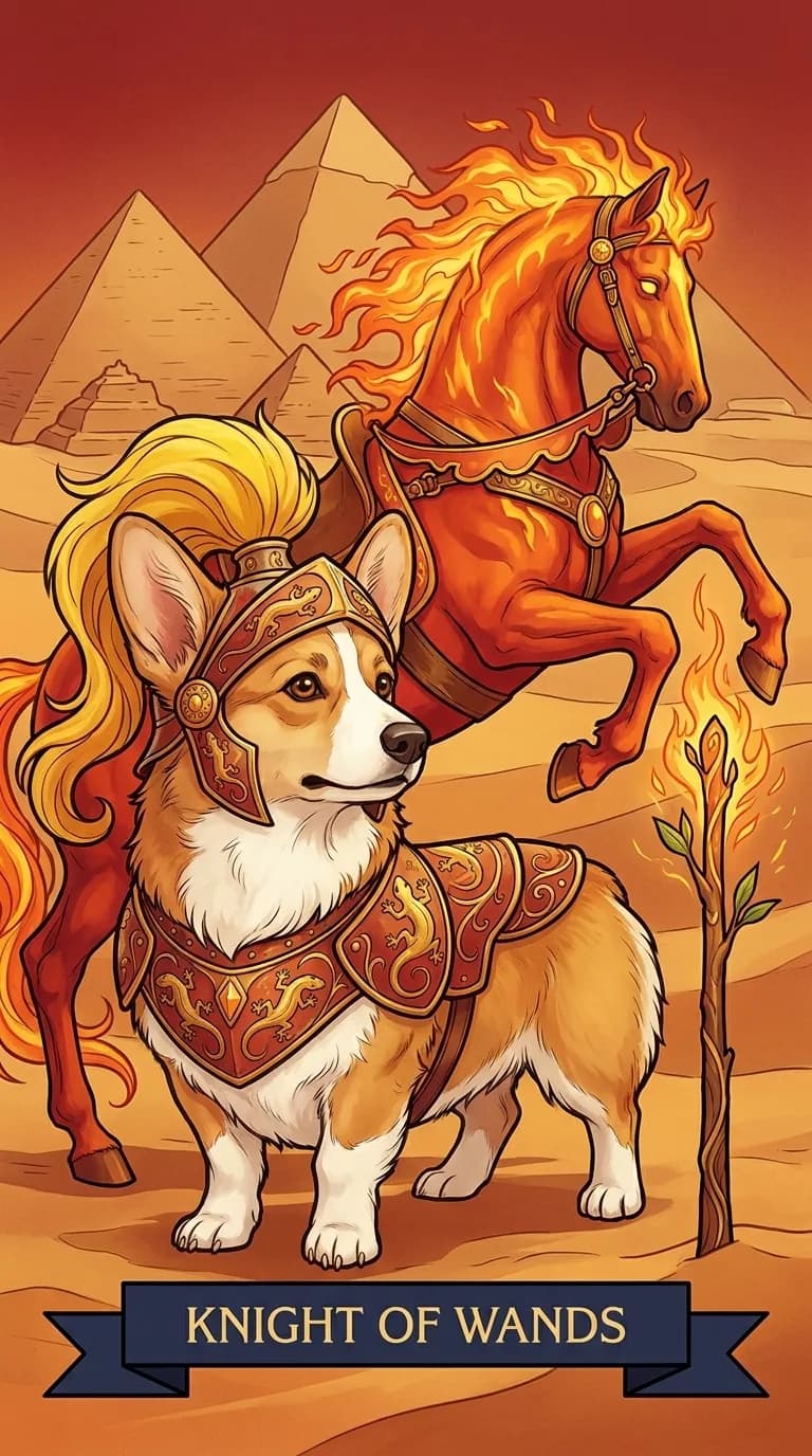 Knight of Wands tarot card from a personalized sample deck