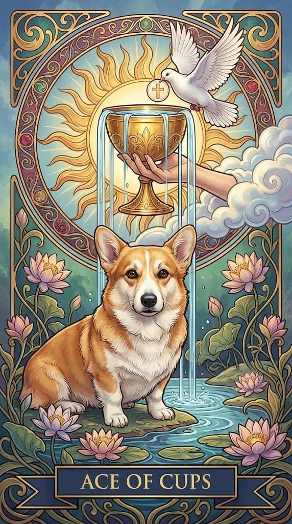Ace of Cups tarot card from a personalized sample deck