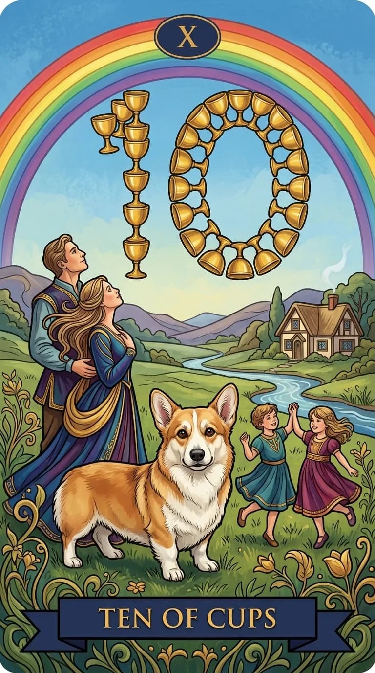 Ten of Cups tarot card from a personalized sample deck