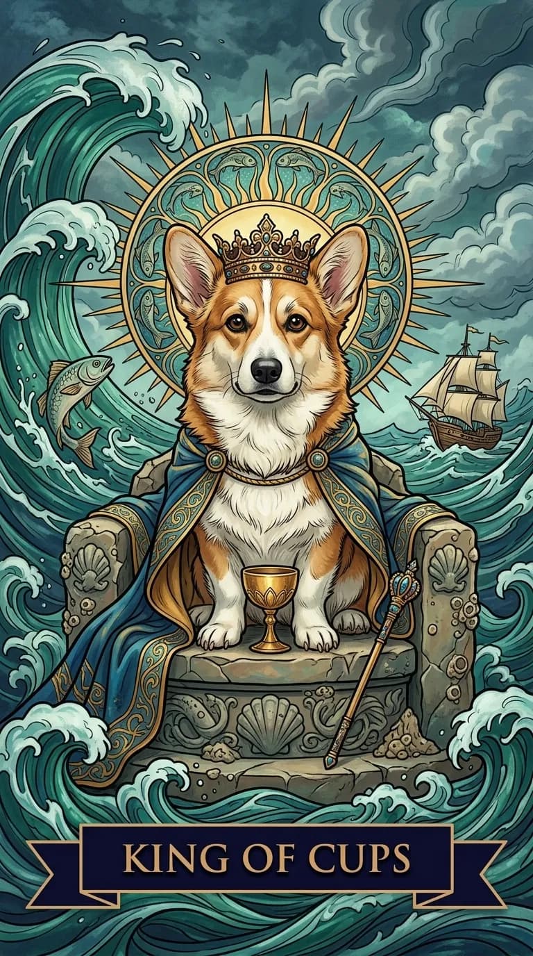 King of Cups tarot card from a personalized sample deck