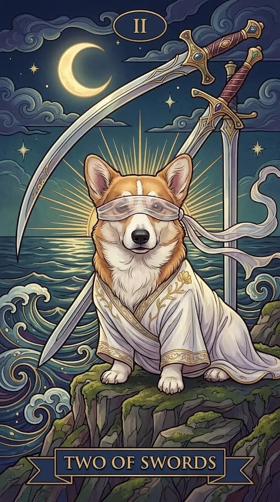 Two of Swords tarot card from a personalized sample deck
