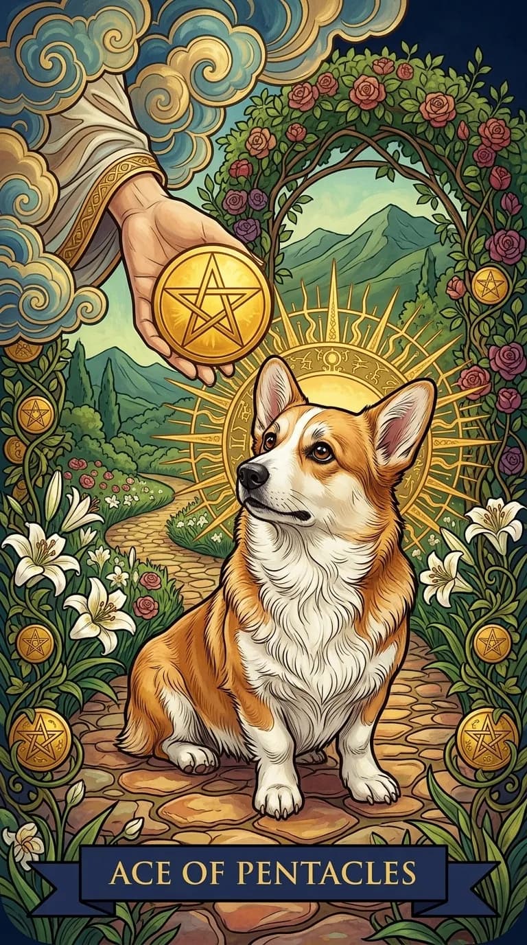Ace of Pentacles tarot card from a personalized sample deck